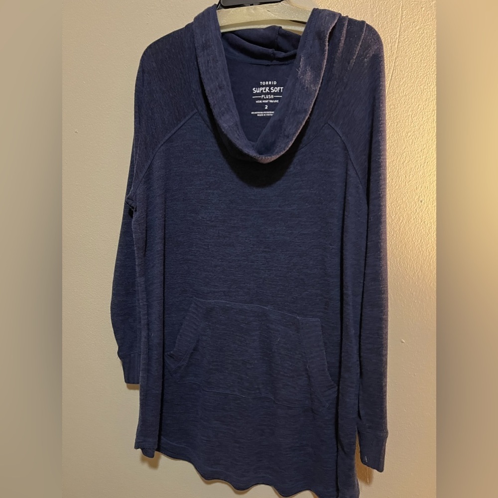 Super Soft Plush Cowl Neck Raglan Tunic Sweatshirt 2X - Picture 3 of 8